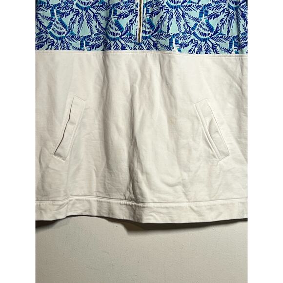 Lilly Pulitzer EUC Whisper Blue Print Asher Popover Sweatshirt 1/4 Zip Top L - Picture 4 of 8